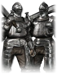 Heavy Knight in Steel armor carrying the Hefty Scimitar