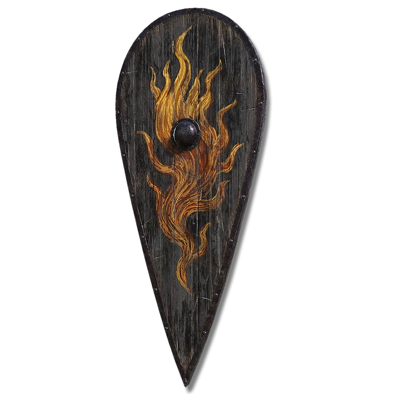 Flame Crest Wooden Shield icon